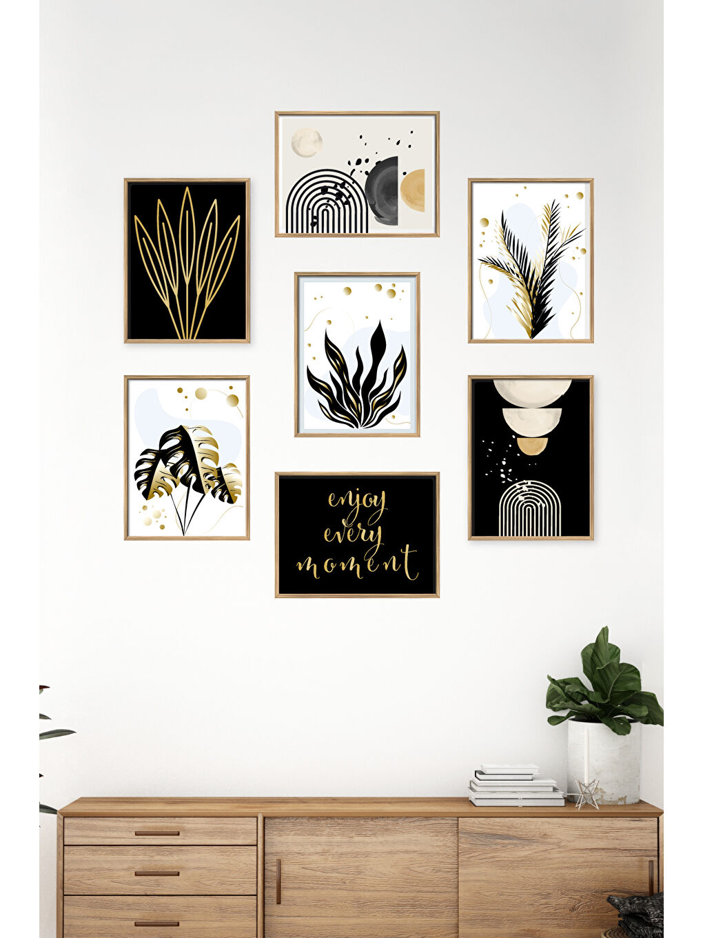 Beyaz 7 Parça Çerçeve Görünümlü Mdf Tablo Seti - 7ARTAVESSA2-2030