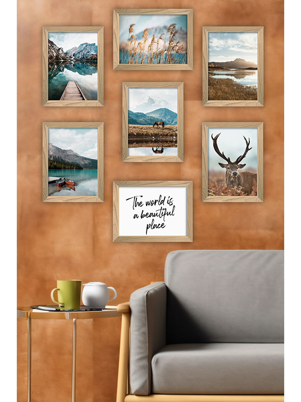 Beyaz 7 Parça Çerçeve Görünümlü Mdf Tablo Seti - 7ARTAVESSA6-1520