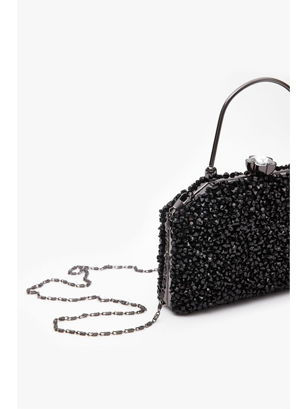 Taşlı El ve Omuz Askılı Abiye Çanta Pavlina Siyah-5