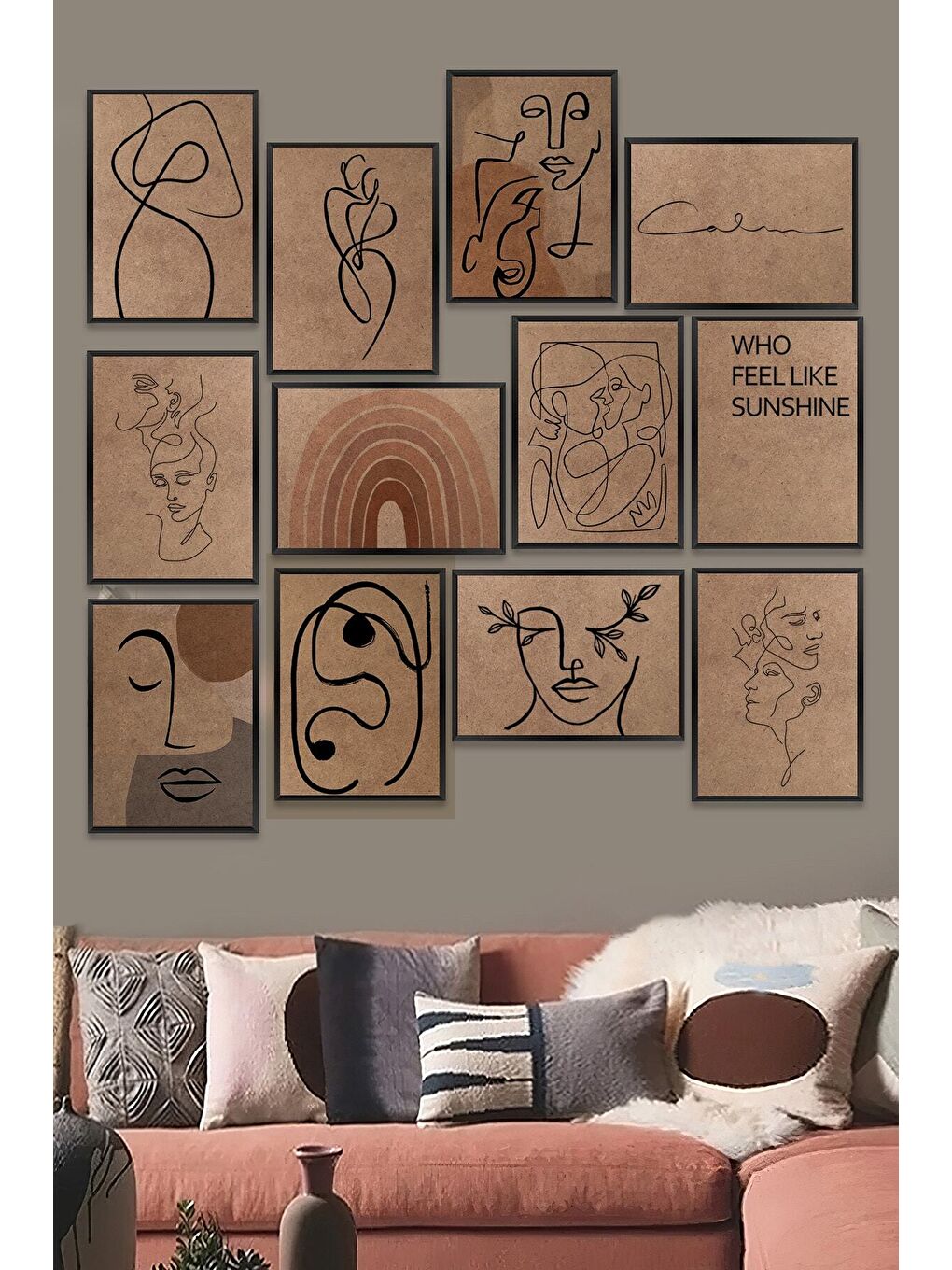 Beyaz 12 Parça Çerçeve Görünümlü Ham Mdf Tablo Seti - ART12XPML61-2030