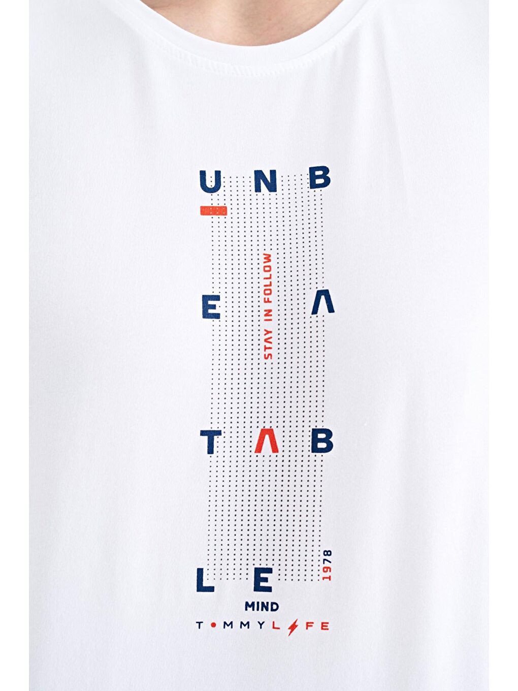 Beyaz Kol Şerit Detaylı O Yaka Standart Kalıp Erkek Tişört - 88234-1