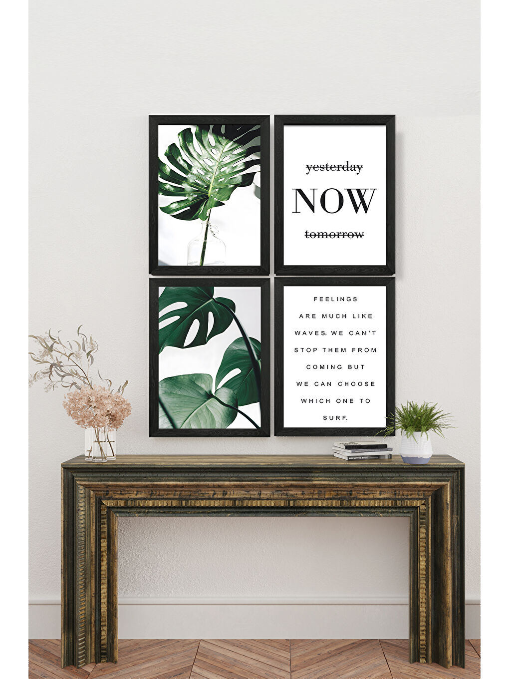 Beyaz 4 Parça Çerçeve Görünümlü Mdf Tablo Seti - ART4CRVDK82-1317