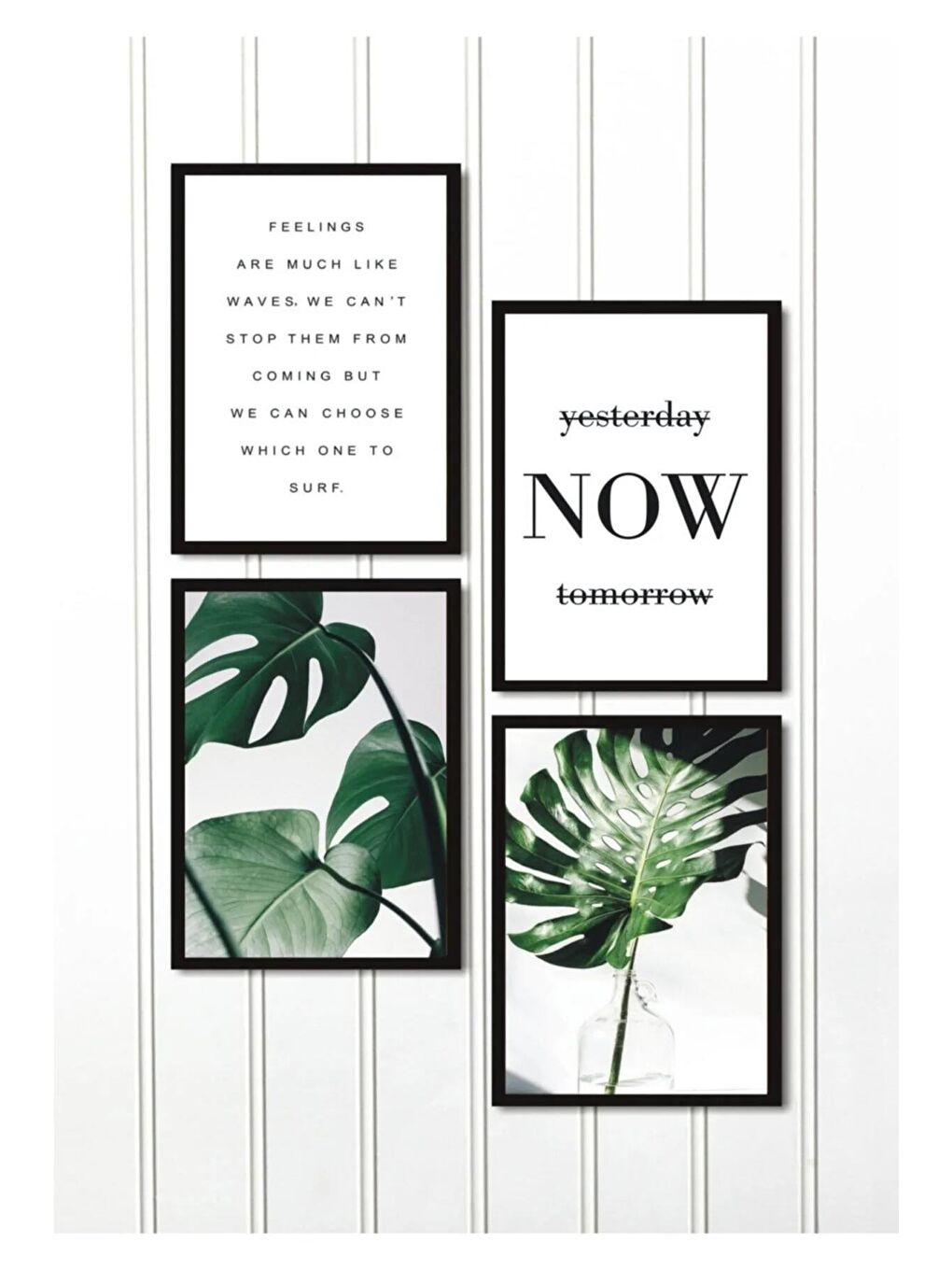 Beyaz 4 Parça Çerçeve Görünümlü Mdf Tablo Seti - ART4CRVDK82-1317-1