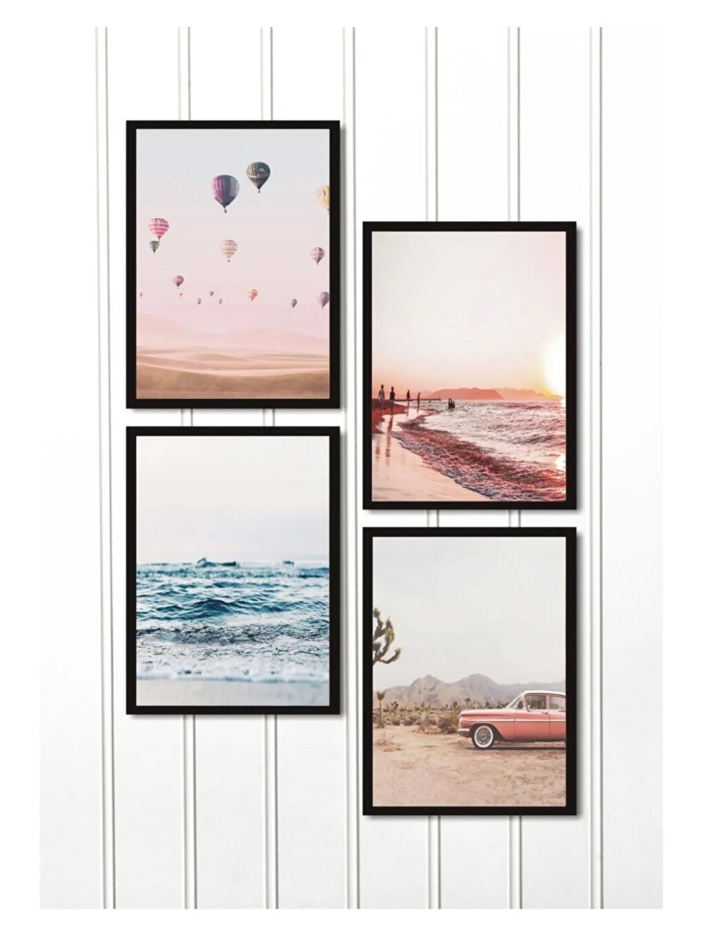 Beyaz 4 Parça Çerçeve Görünümlü Mdf Tablo Seti - ART4CRVDK94-1520-1