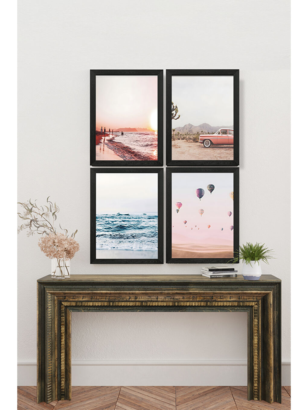 Beyaz 4 Parça Çerçeve Görünümlü Mdf Tablo Seti - ART4CRVDK94-2030