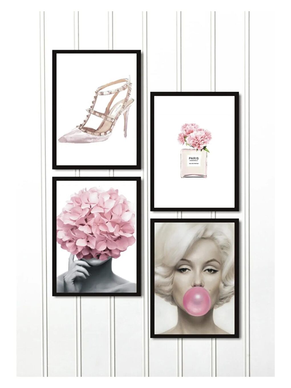 Beyaz 4 Parça Çerçeve Görünümlü Mdf Tablo Seti - ART4CRVDK96-2030-1