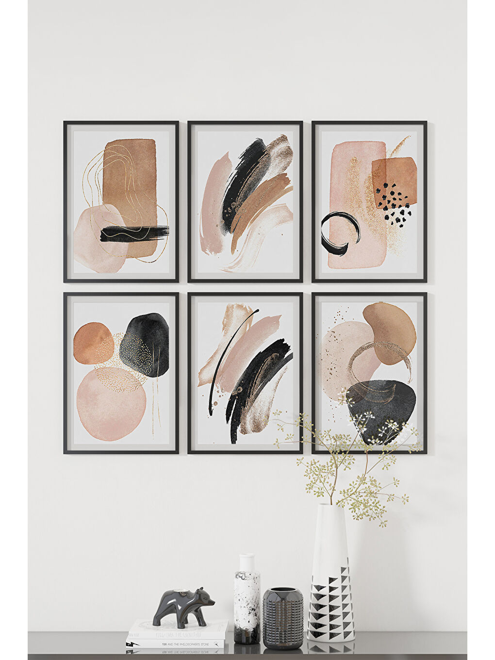 Beyaz 6 Parça Çerçeve Görünümlü Mdf Tablo Seti - ART6XPML18-1317