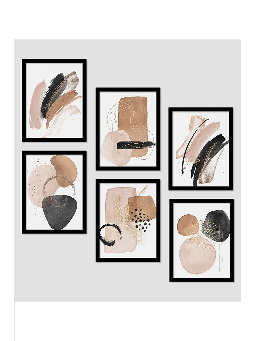 Beyaz 6 Parça Çerçeve Görünümlü Mdf Tablo Seti - ART6XPML18-1317-1