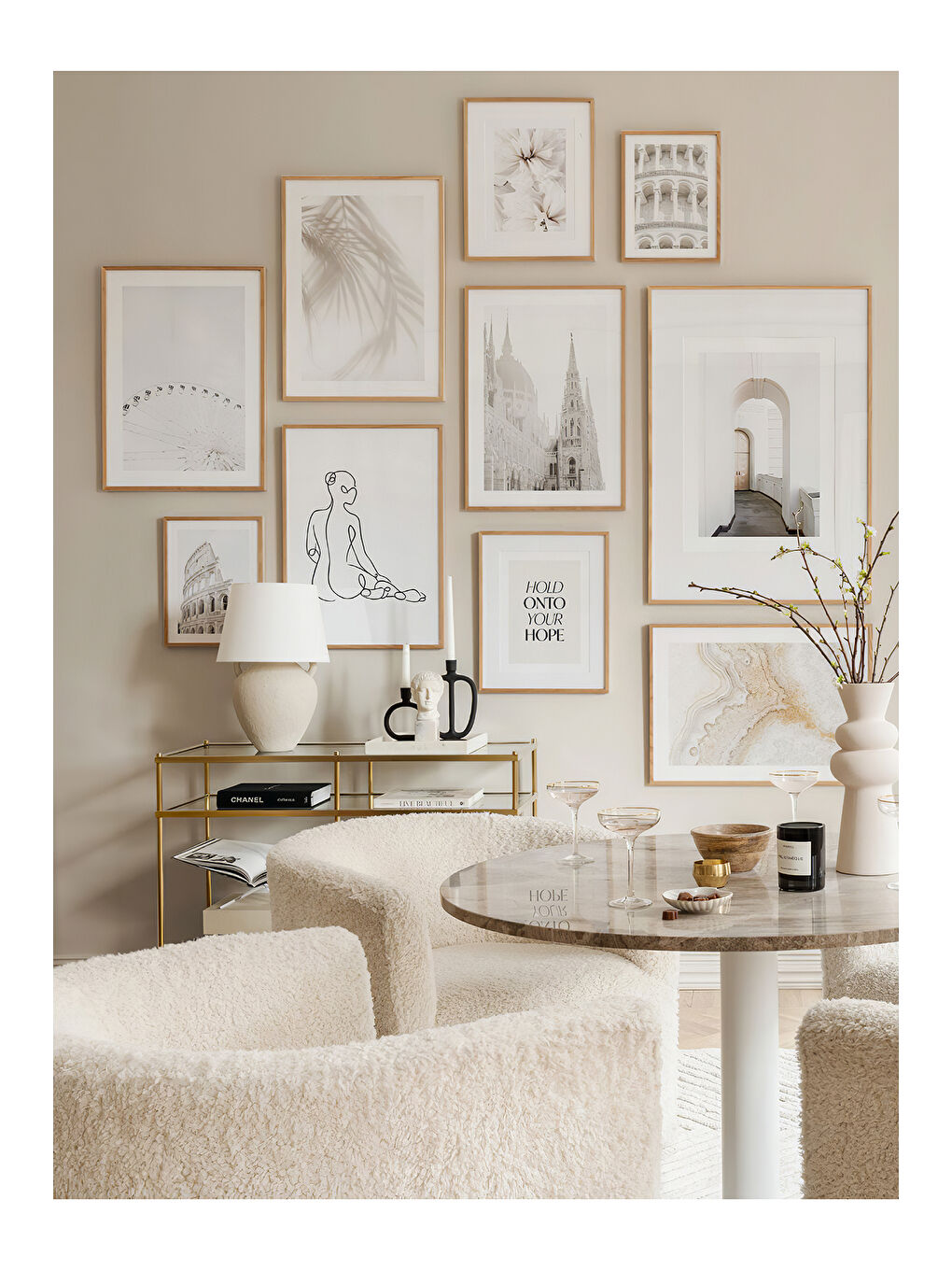 Beyaz 10 Parça Ahşap Çerçeve Görünümlü Mdf Tablo Seti - ARTAVESSAYSLMSTKO11