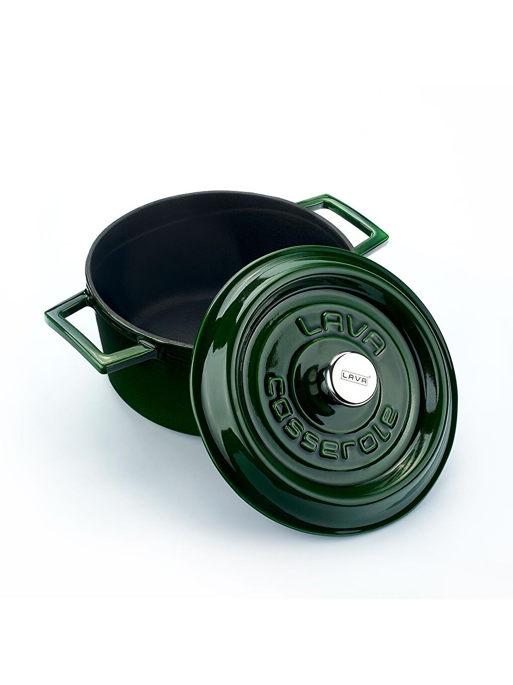 Yeşil Yuvarlak Tencere Döküm Demir Yekpare Kulplu Premium Serisi Çap(Ø)20cm.-2