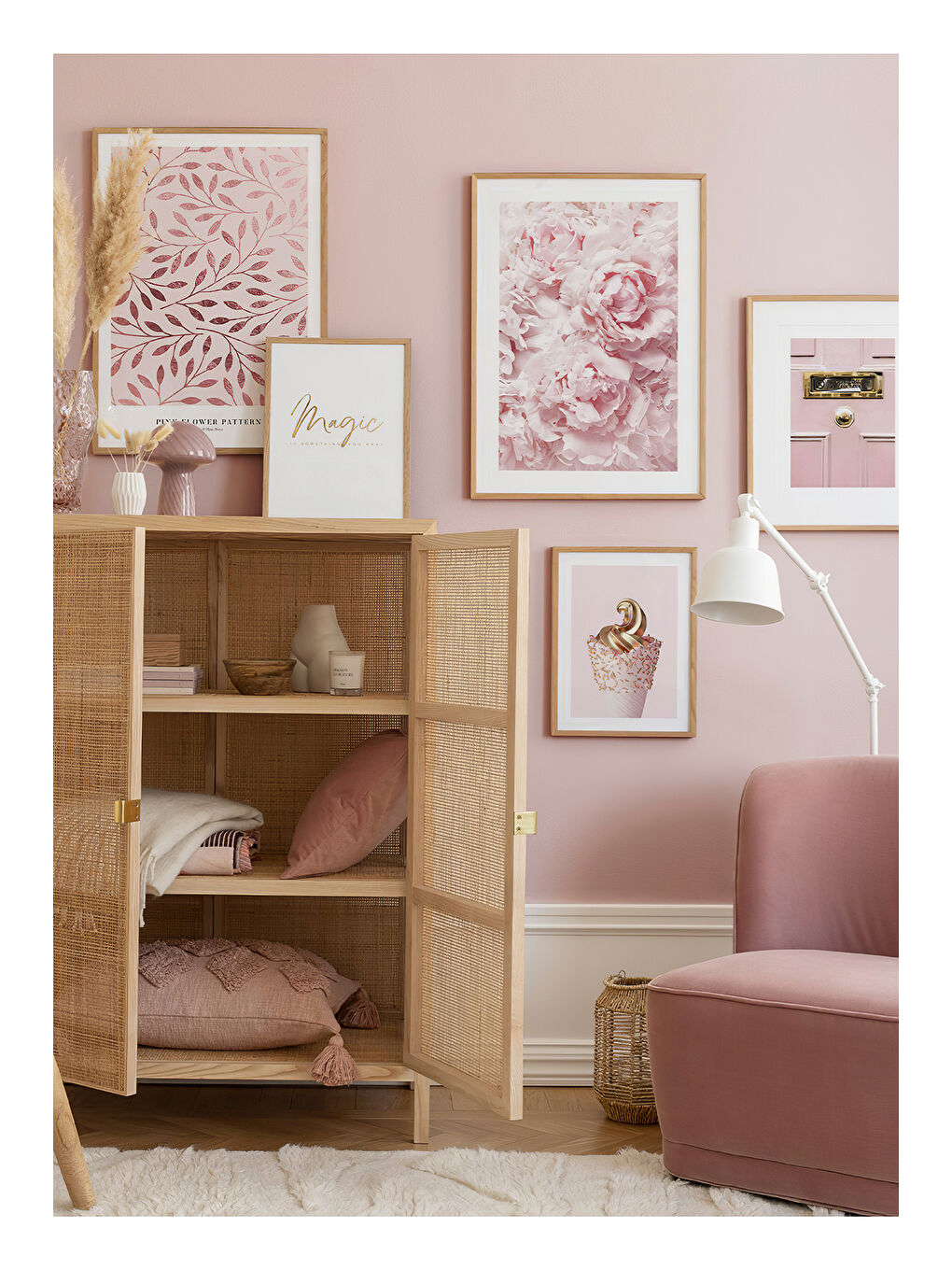 Beyaz 5 Parça Ahşap Çerçeve Görünümlü Mdf Tablo Seti - ARTAVESSAYSLMSTKO26