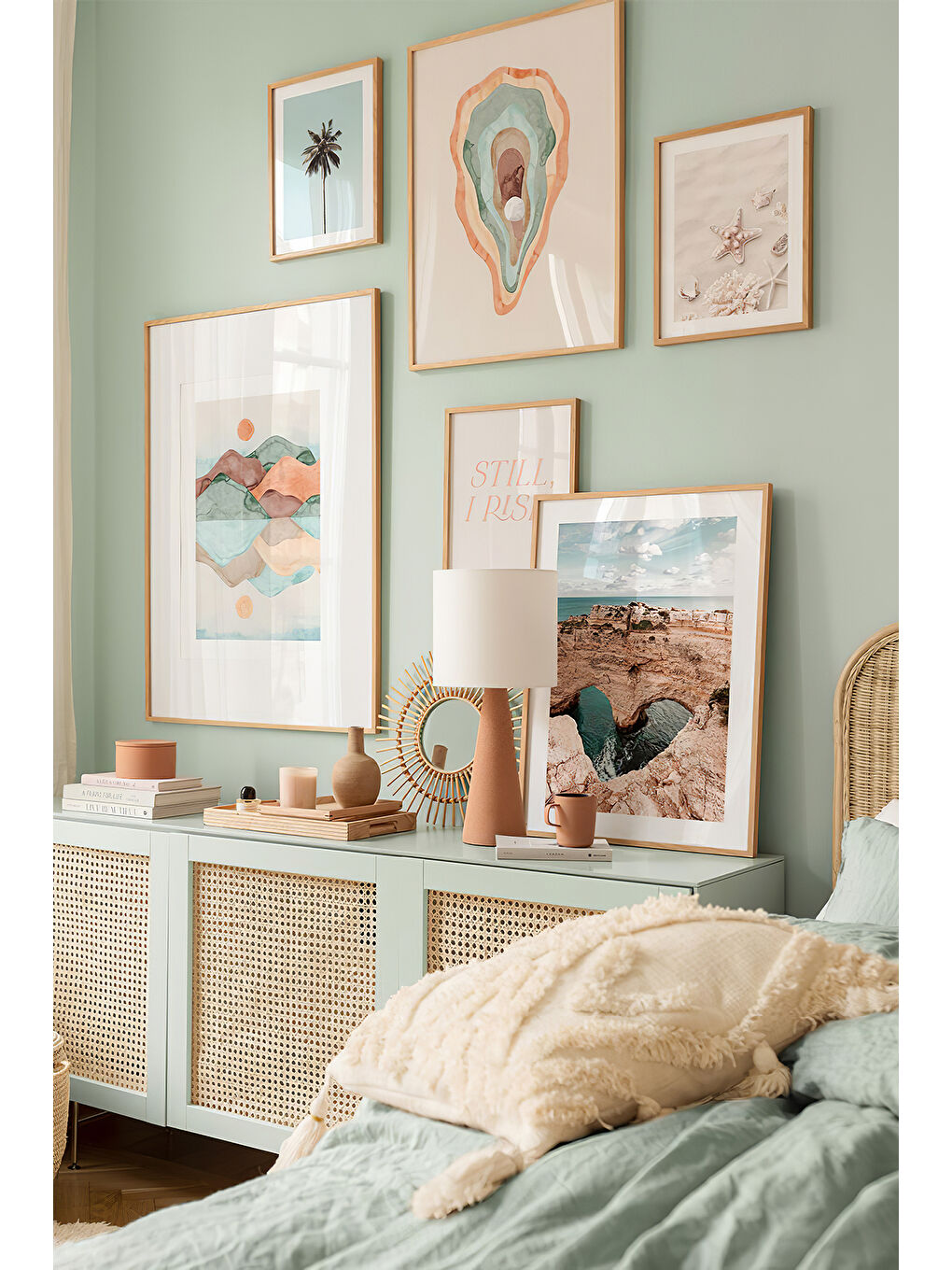 Beyaz 6 Parça Ahşap Çerçeve Görünümlü Mdf Tablo Seti - ARTAVESSAYSLMSTKO37