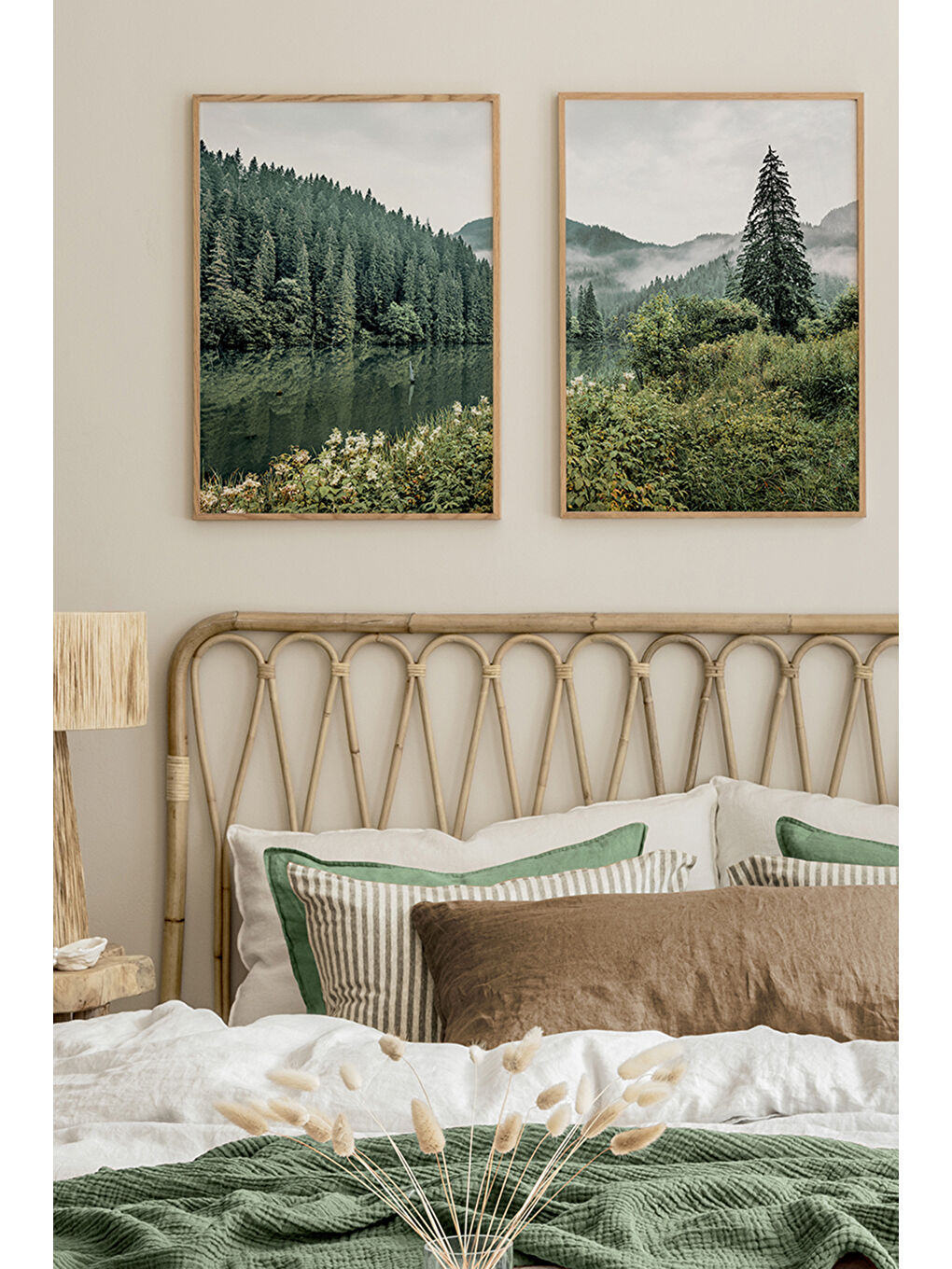 Beyaz 2 Parça Ahşap Çerçeve Görünümlü Mdf Tablo Seti - ARTAVESSAYSLMSTKO44