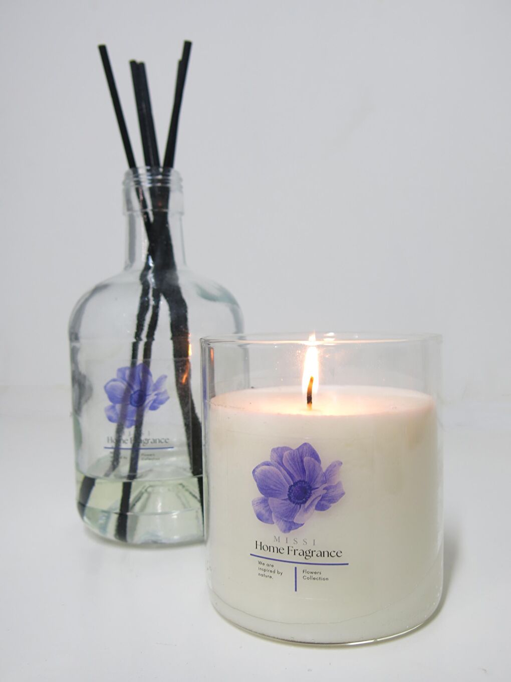 Ekru Flowers Collection Üfleme Cam White Jasmine Vegan Mum (360 gr)-1