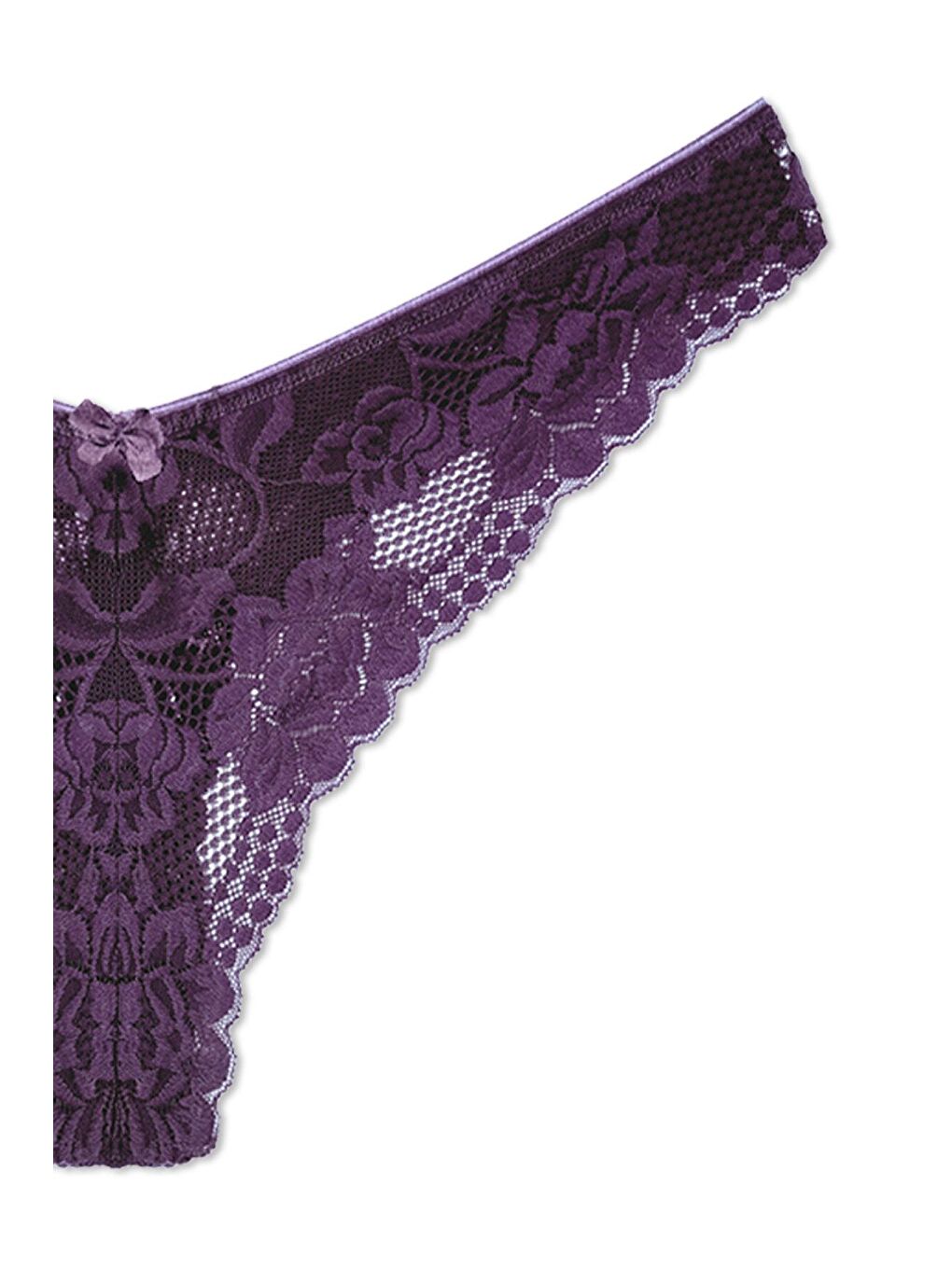 Mor Dantelli Yüksek Bel Kadın Tanga Külot 2'li-4