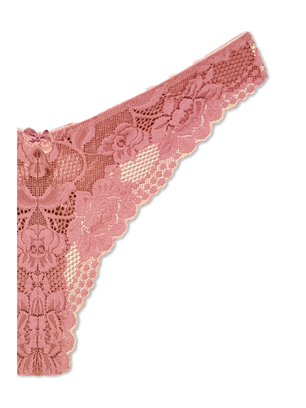 Bej Dantelli Yüksek Bel Kadın Tanga Külot-1