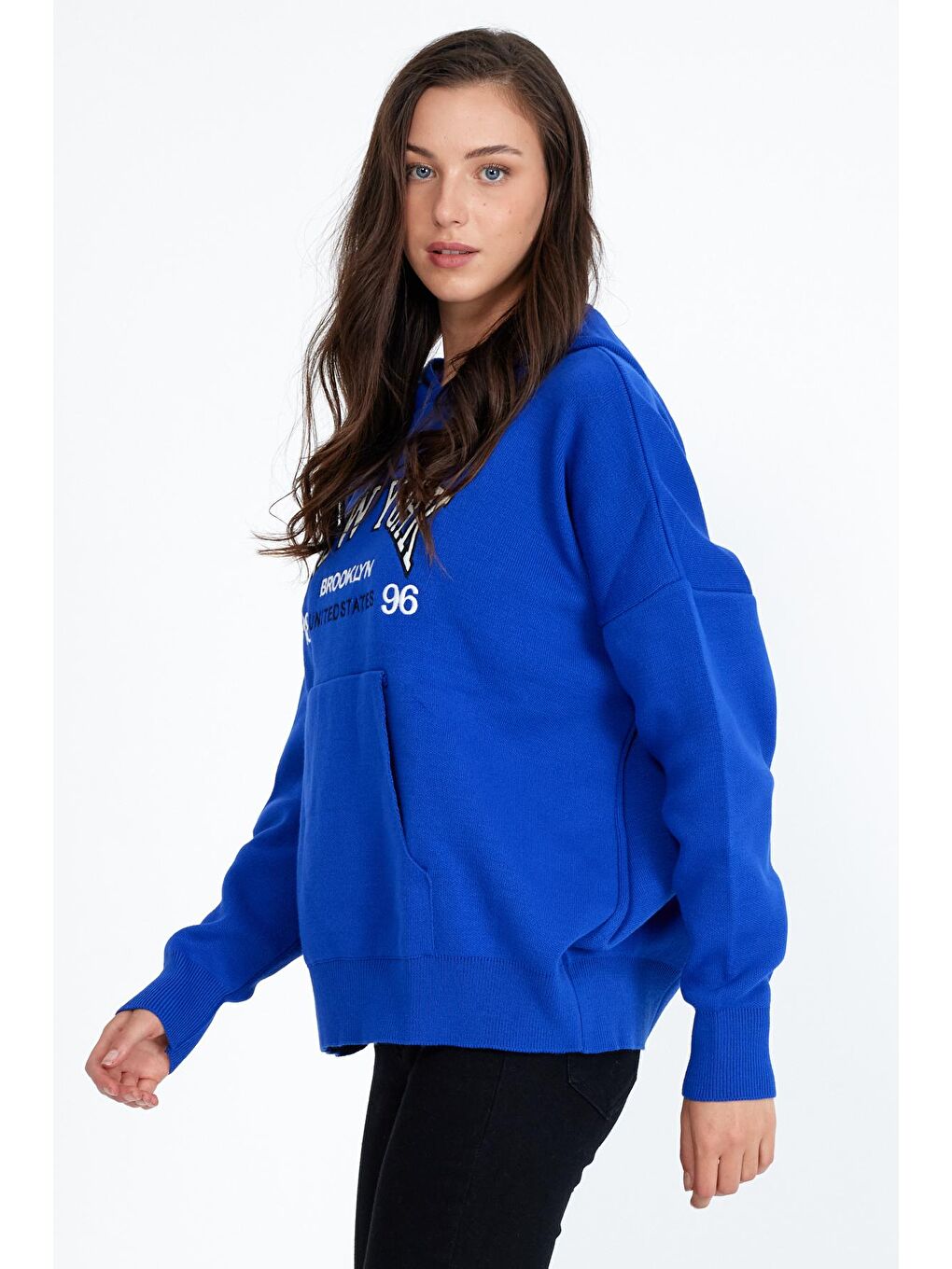 Mavi Kadın  Newyork Yazılı Sweat Kazak-2