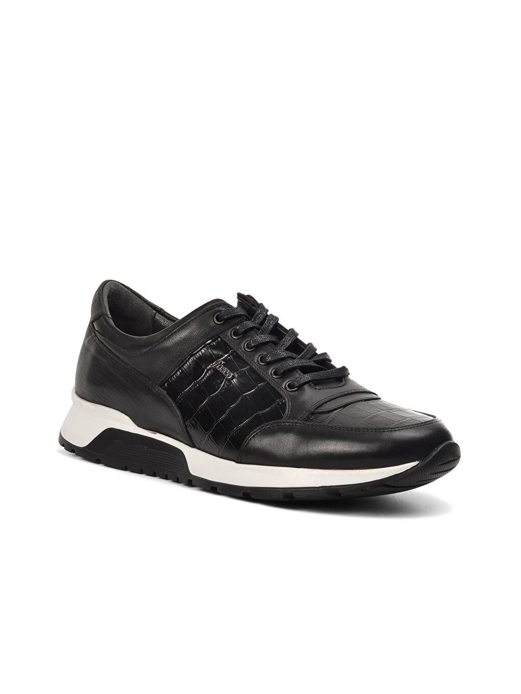 Siyah Beyaz Hakiki Deri Erkek Sneaker 2515-2