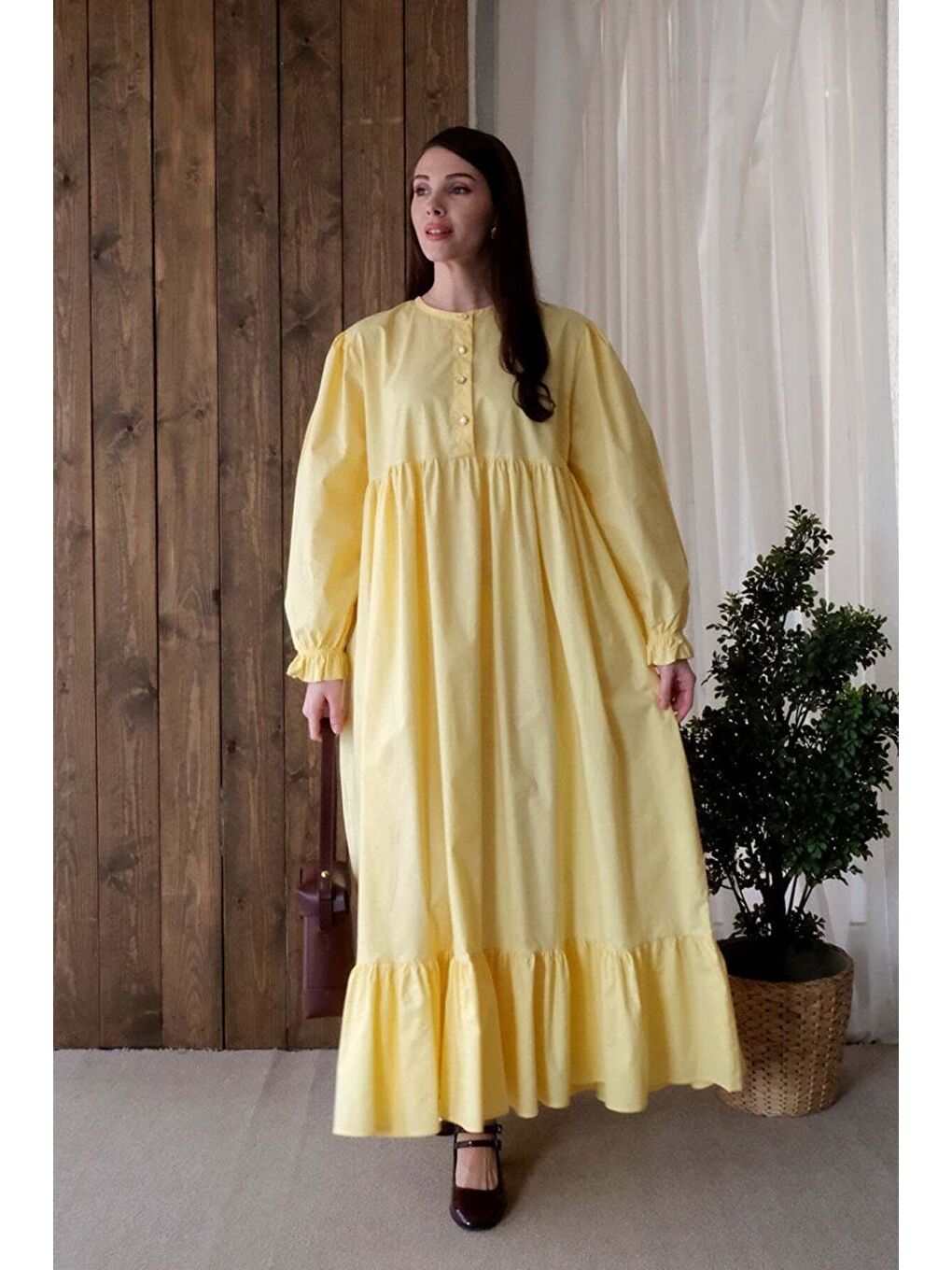 Sarı Düğmeli Elbise-1