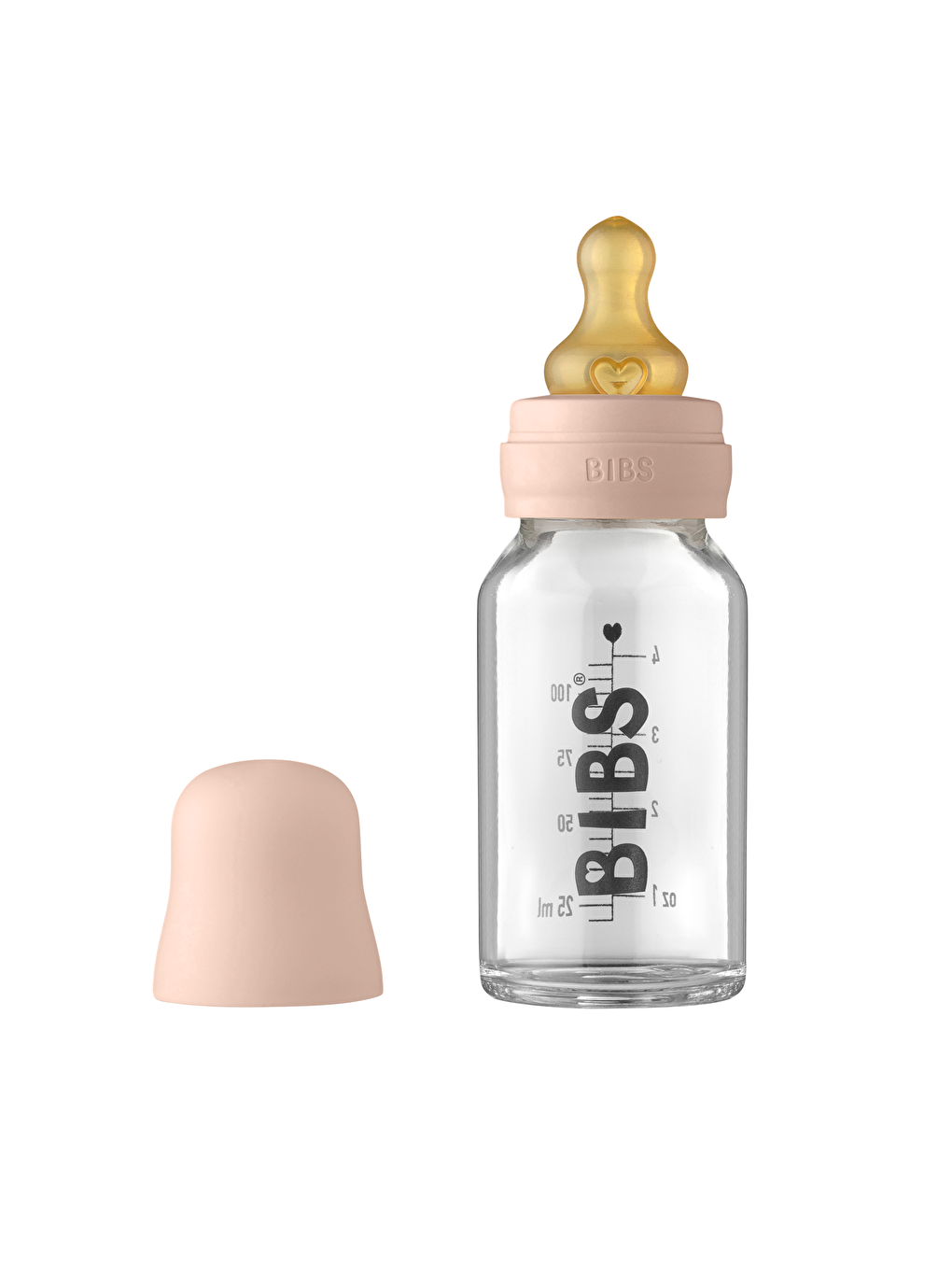 BİBS Pembe Baby Bottle Complete Set Cam Biberon 110 Ml-Blush