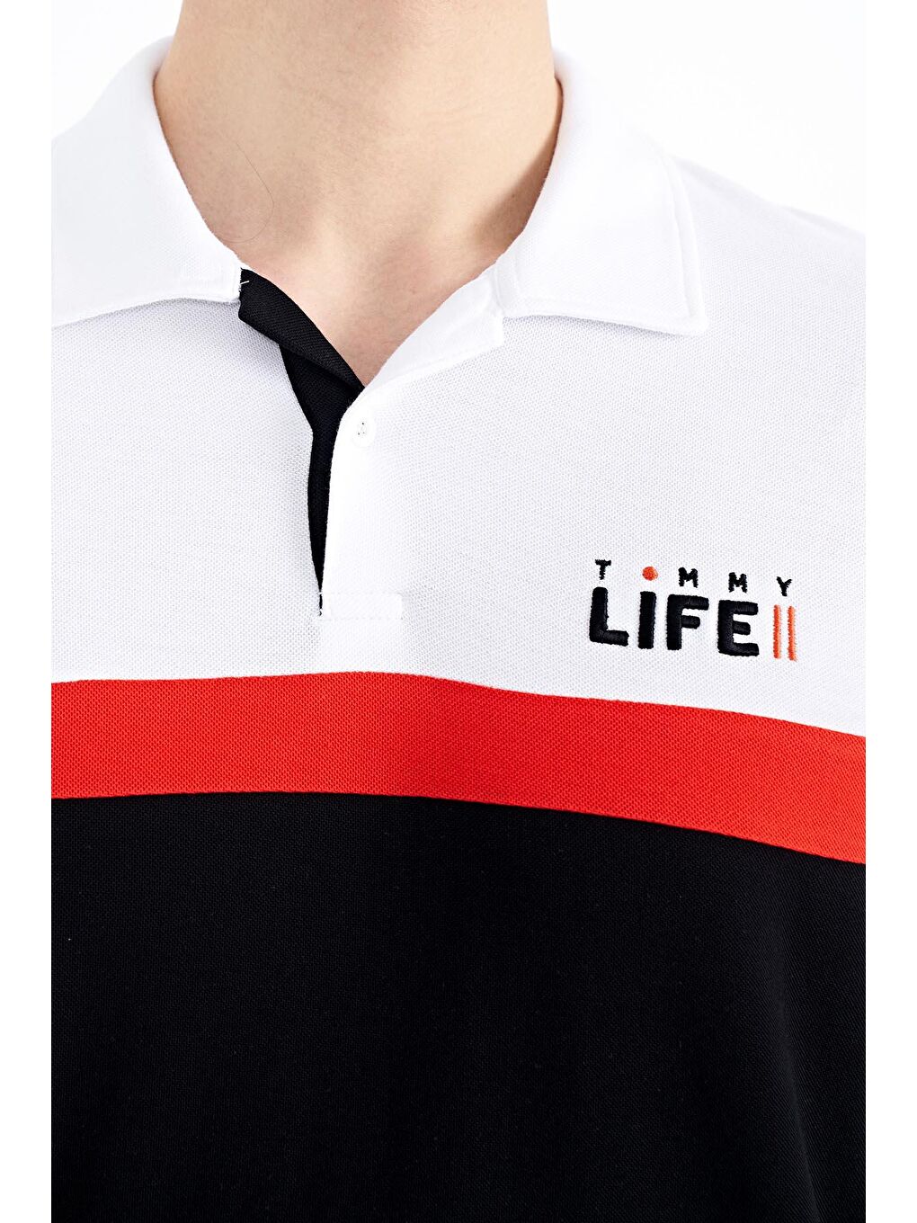 TOMMYLIFE Siyah Renk Geçişli Polo Yaka Standart Kalıp Erkek T-shirt - 88238 - 1