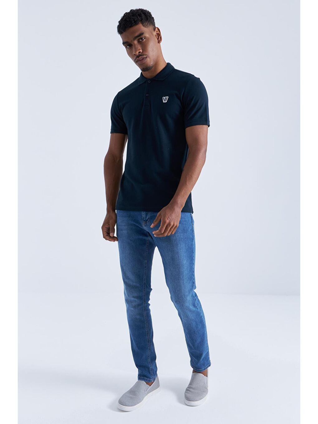 TOMMYLIFE Lacivert Basic Göğüs Logolu Standart Kalıp Triko Polo Yaka Erkek T-Shirt - 87768 - 2