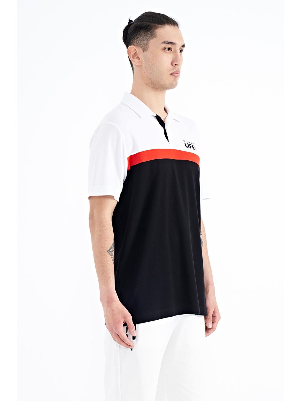 TOMMYLIFE Siyah Renk Geçişli Polo Yaka Standart Kalıp Erkek T-shirt - 88238 - 3