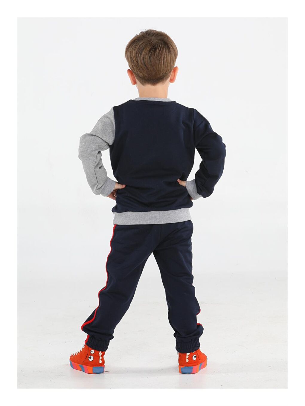 Gri Stripe Erkek Çocuk Eşofman Takım-1