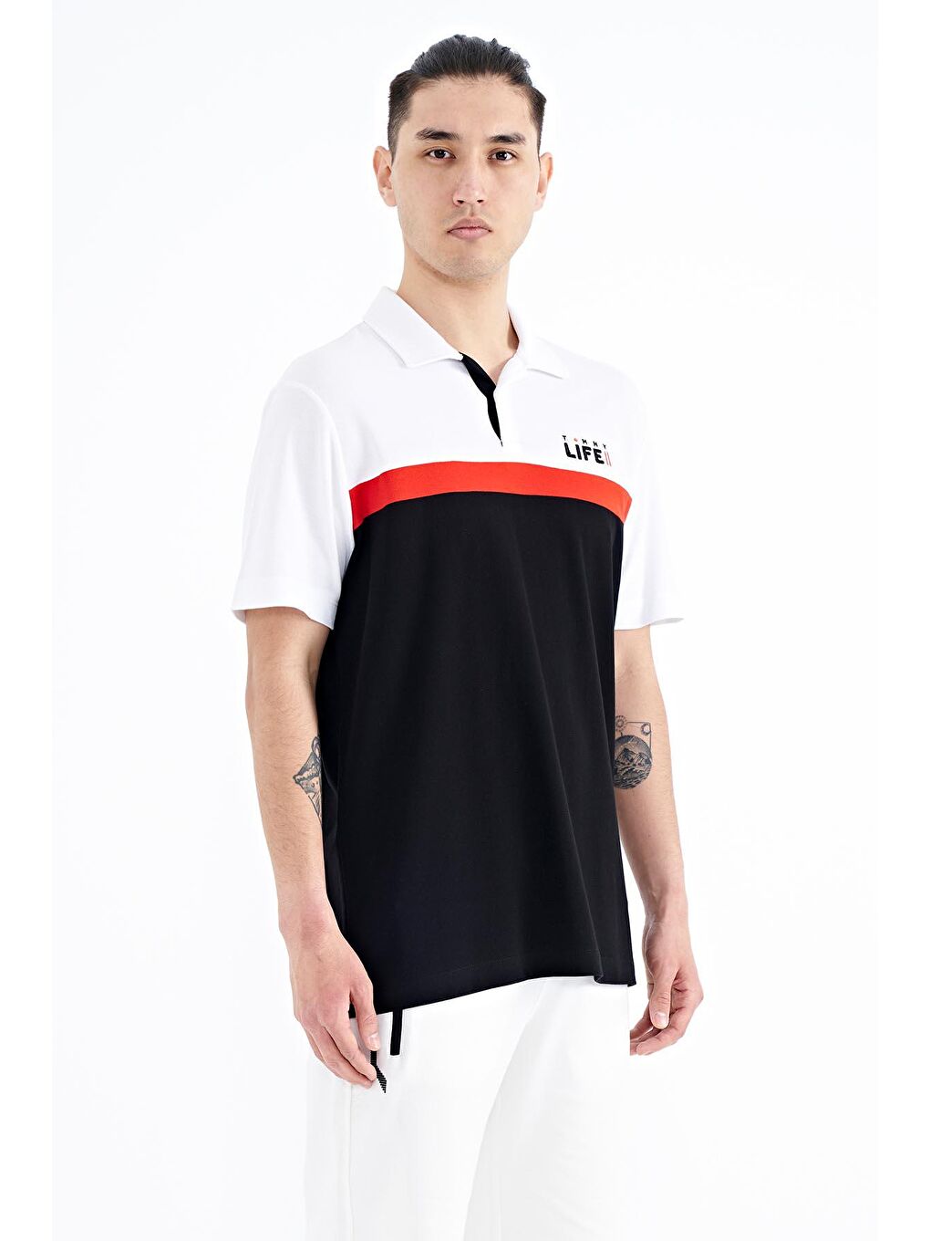 TOMMYLIFE Siyah Renk Geçişli Polo Yaka Standart Kalıp Erkek T-shirt - 88238 - 4