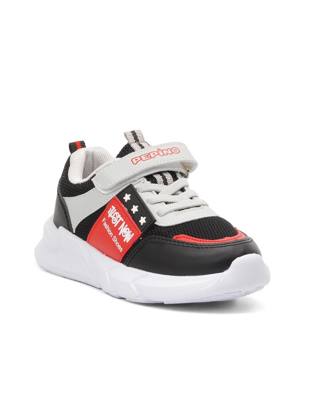 Siyah-Kırmızı Cırtlı Erkek Çocuk Spor Ayakkabı 1226-2