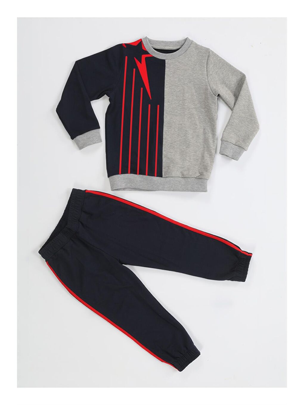 Gri Stripe Erkek Çocuk Eşofman Takım-2