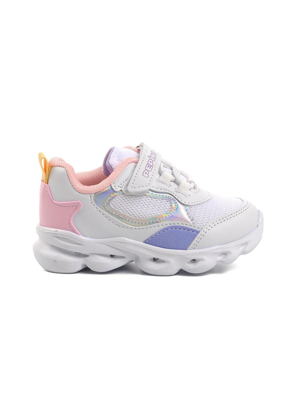 Beyaz Pembe-Lila Unisex Cırtlı Bebek Spor Ayakkabı 1253