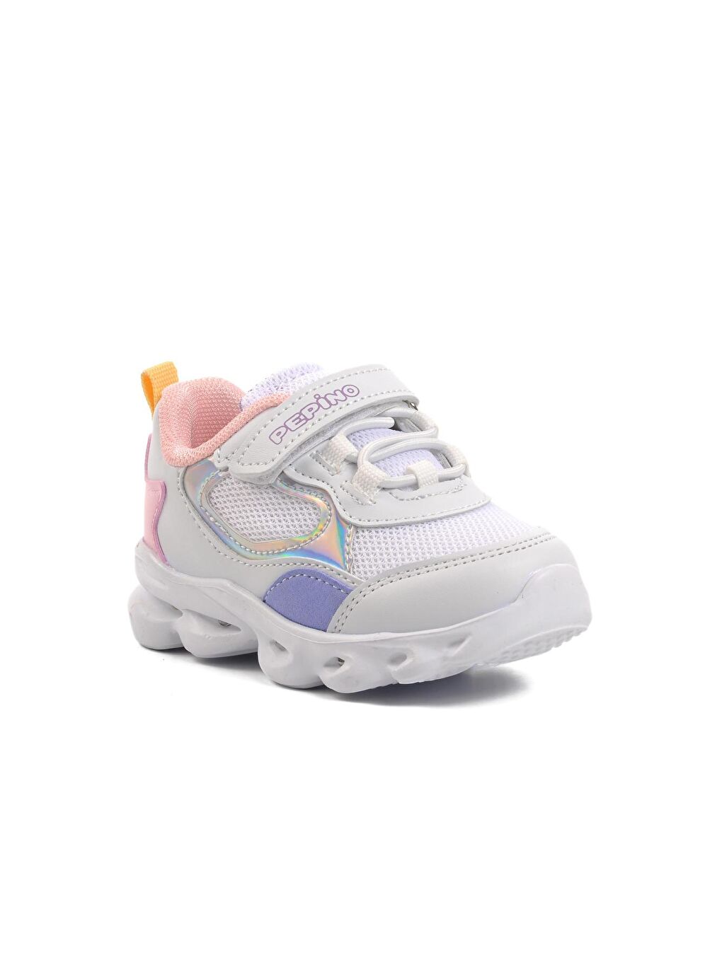 Beyaz Pembe-Lila Unisex Cırtlı Bebek Spor Ayakkabı 1253-2