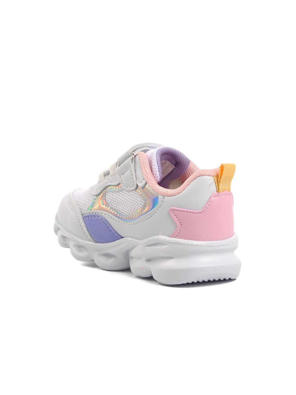 Beyaz Pembe-Lila Unisex Cırtlı Bebek Spor Ayakkabı 1253-3