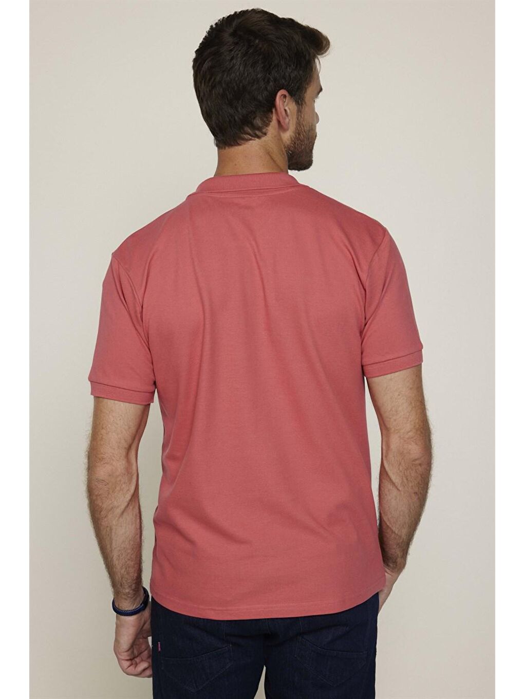 TUDORS Pembe Erkek Polo Yaka Slim Fit Düz Pamuk Pike Pembe Tişört - 4