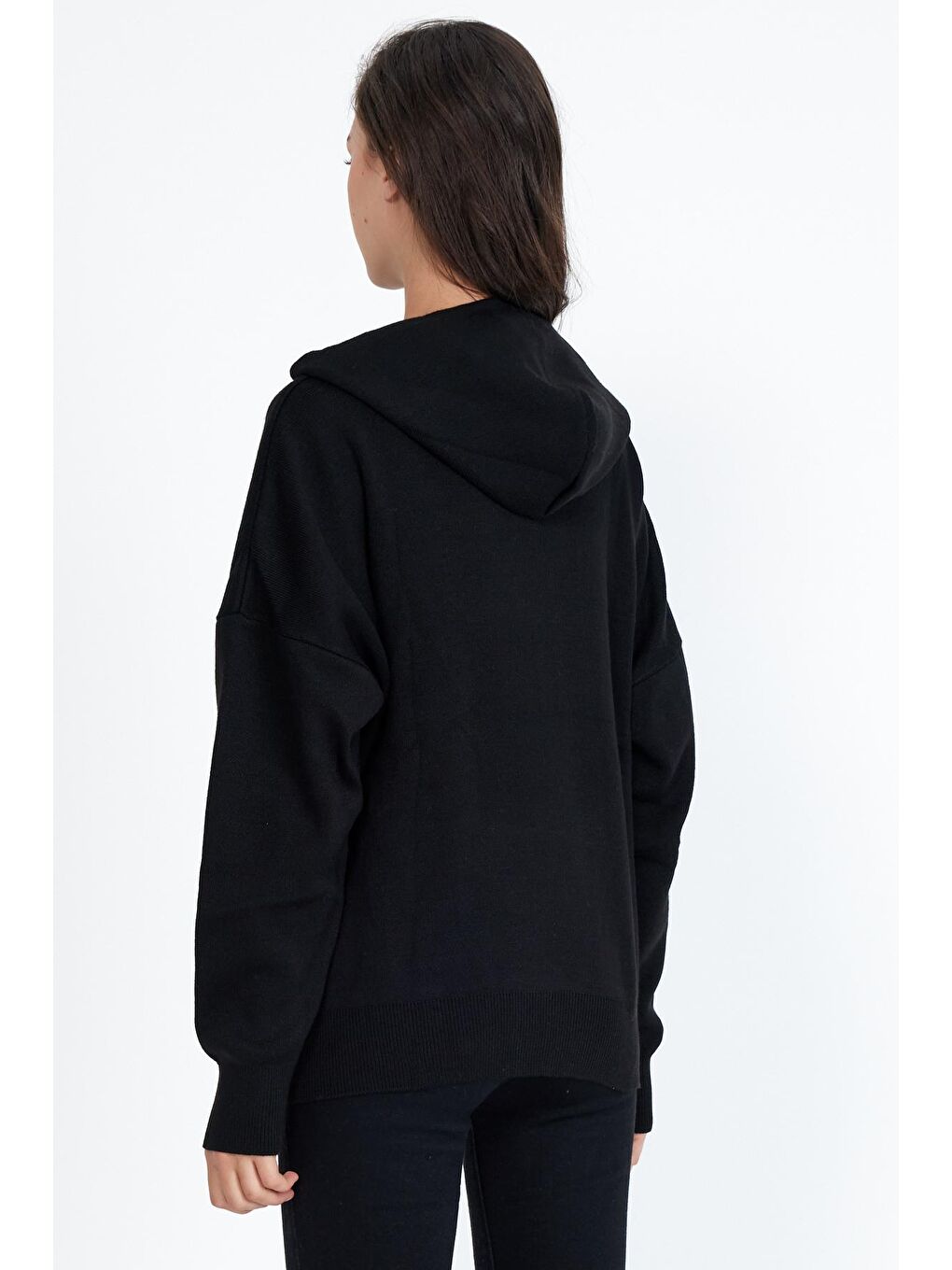 Siyah Kadın  Newyork Yazılı Sweat Kazak-4