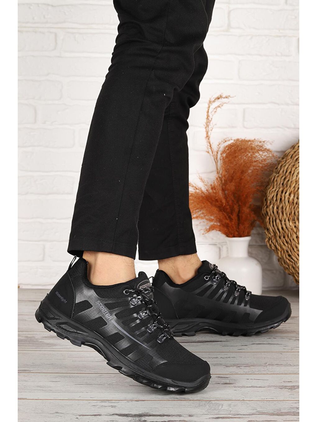 Siyah M5550 Foton Bağcıklı Su Geçirmez Erkek Spor Bot Ayakkabı
