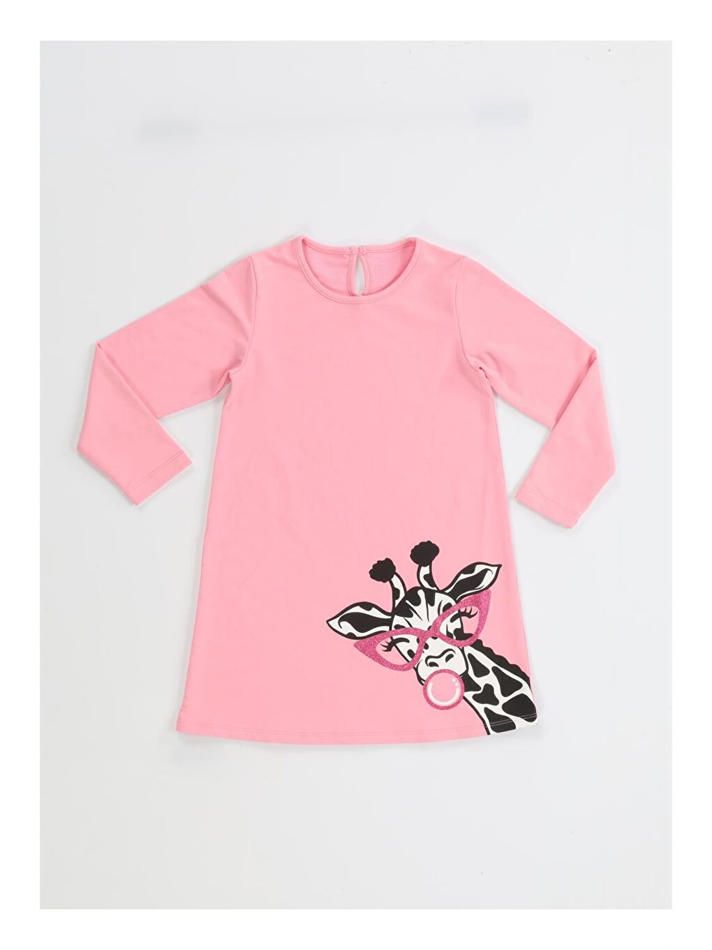 Casabony Muzip Zürafa Kız Çocuk Pembe Elbise - 3