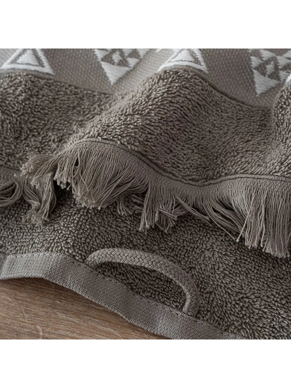 Hereke 2'li El Yüz Havlusu Seti %100 Pamuk Jakarlı Koyu Bej 50x80 Cm-3