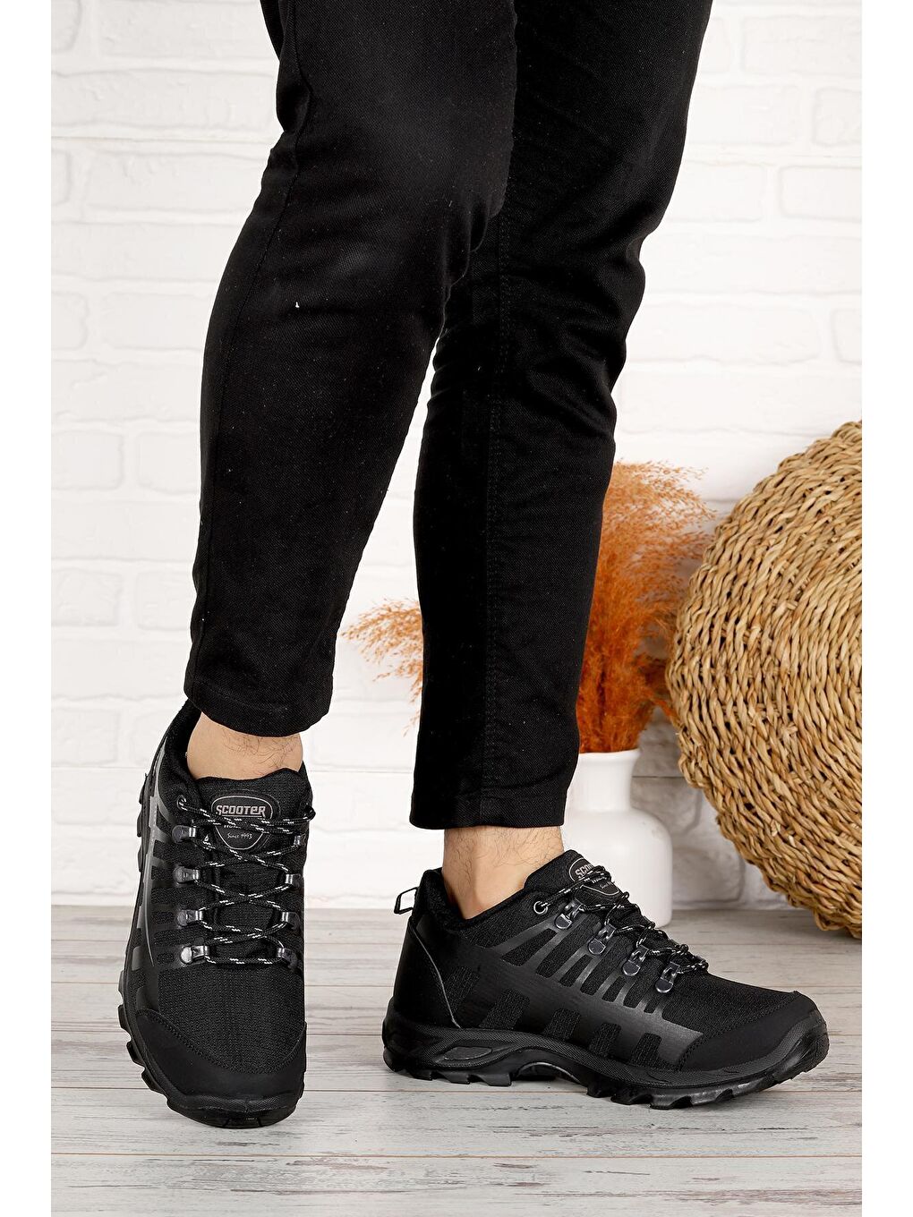 Siyah M5550 Foton Bağcıklı Su Geçirmez Erkek Spor Bot Ayakkabı-1