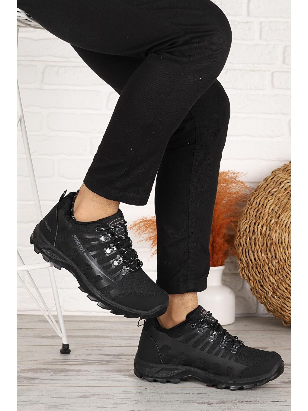 Siyah M5550 Foton Bağcıklı Su Geçirmez Erkek Spor Bot Ayakkabı-2