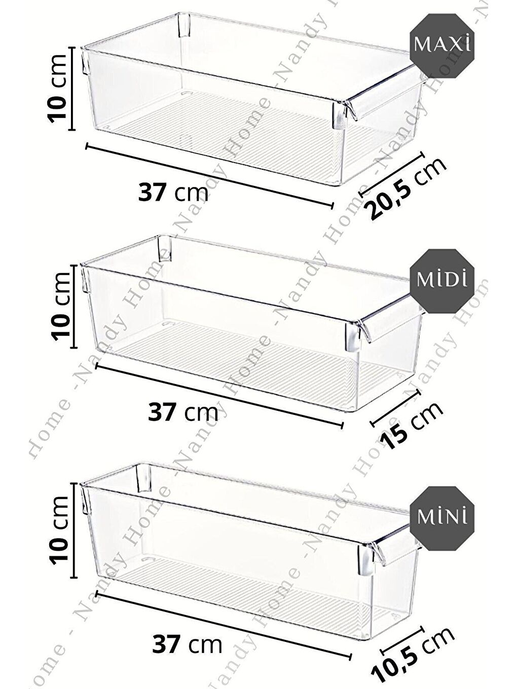 Nandy Home Renksiz 9'lu Set Tall Clear Buzdolabı & Dolap Içi Düzenleyici Organizer - 4