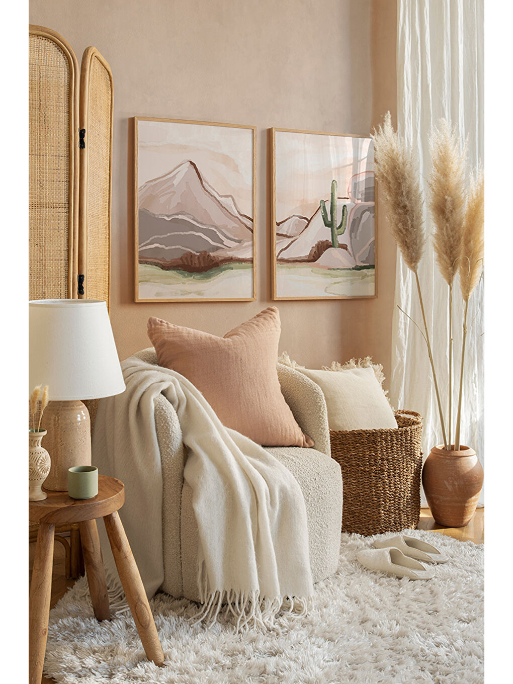 Beyaz 2 Parça Gerçek Ahşap Çerçeveli Tablo Seti - ARTCERCEVE4