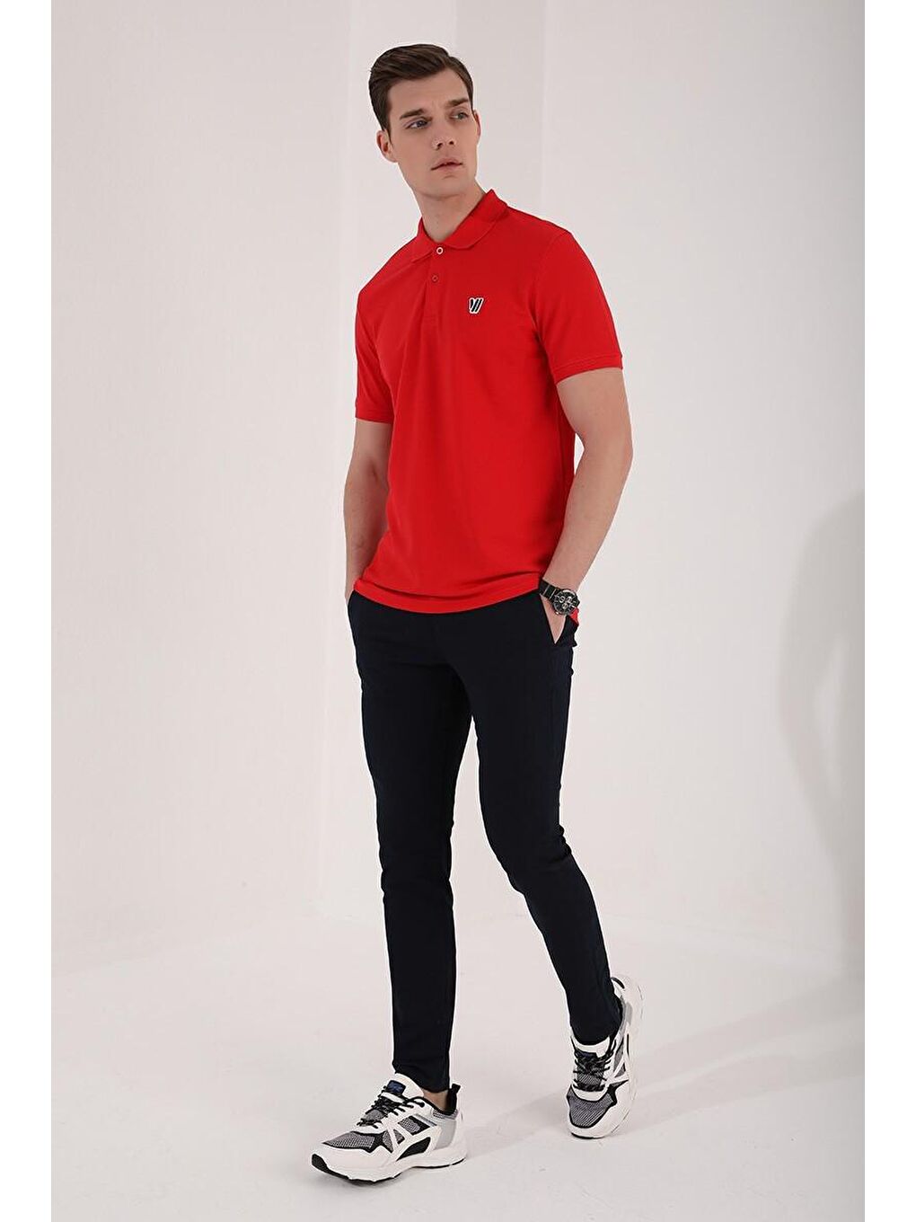 TOMMYLIFE Kırmızı Basic Göğüs Logolu Standart Kalıp Triko Polo Yaka Erkek T-Shirt - 87768 - 4