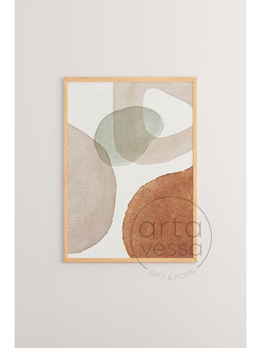 Beyaz 3 Parça Ham Renk Gerçek Ahşap Çerçeveli Tablo Seti - Model 10 - 20 x 30-2