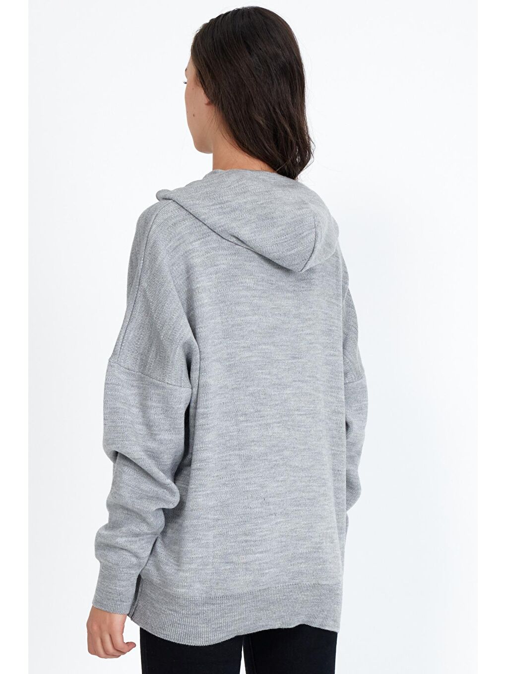 Gri Kadın  Newyork Yazılı Sweat Kazak-4