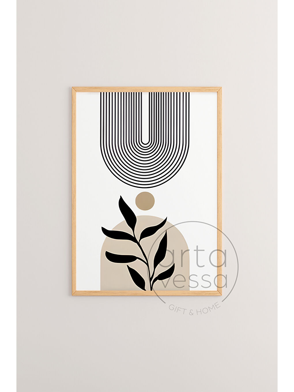 Beyaz 3 Parça Ham Renk Gerçek Ahşap Çerçeveli Tablo Seti - Model 11 - 33 x 48-1