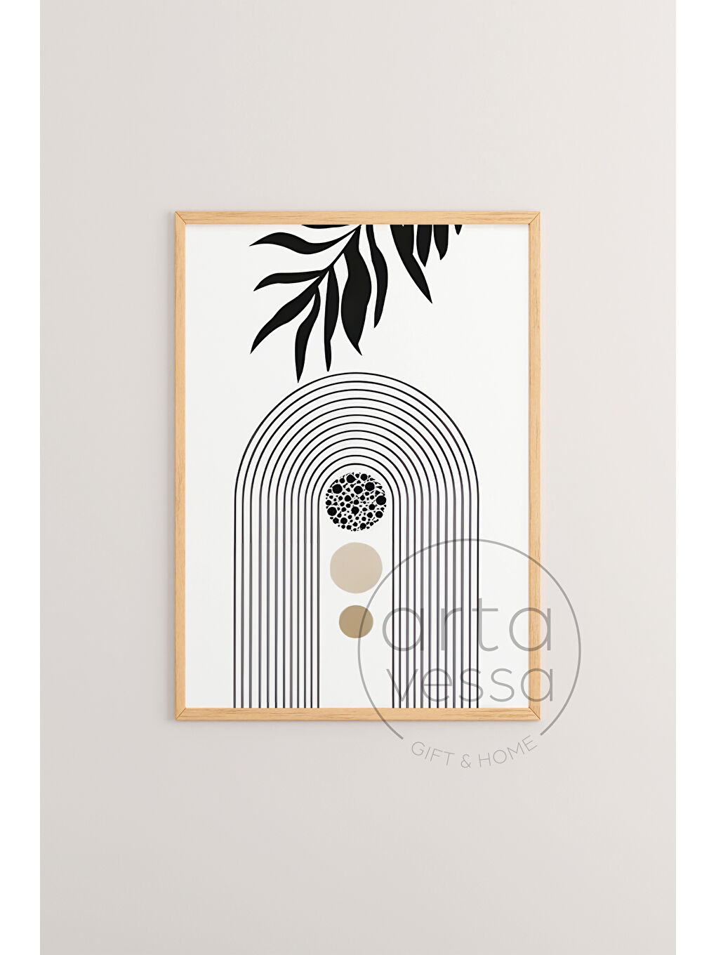 Beyaz 3 Parça Ham Renk Gerçek Ahşap Çerçeveli Tablo Seti - Model 11 - 50 x 70-3