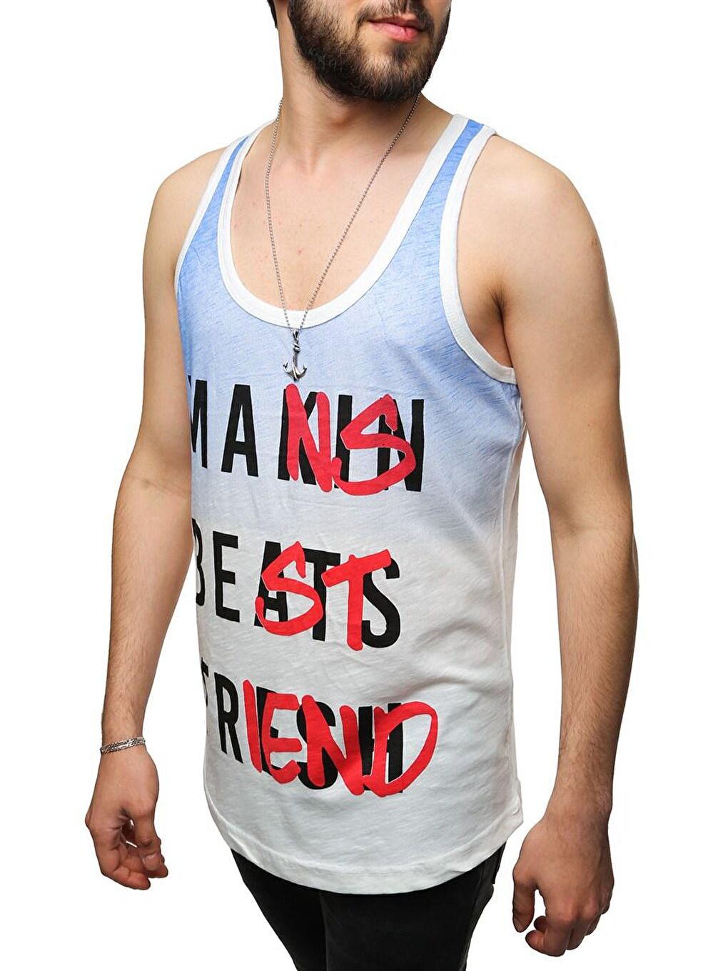 Baskılı Mavi Atlet 2501