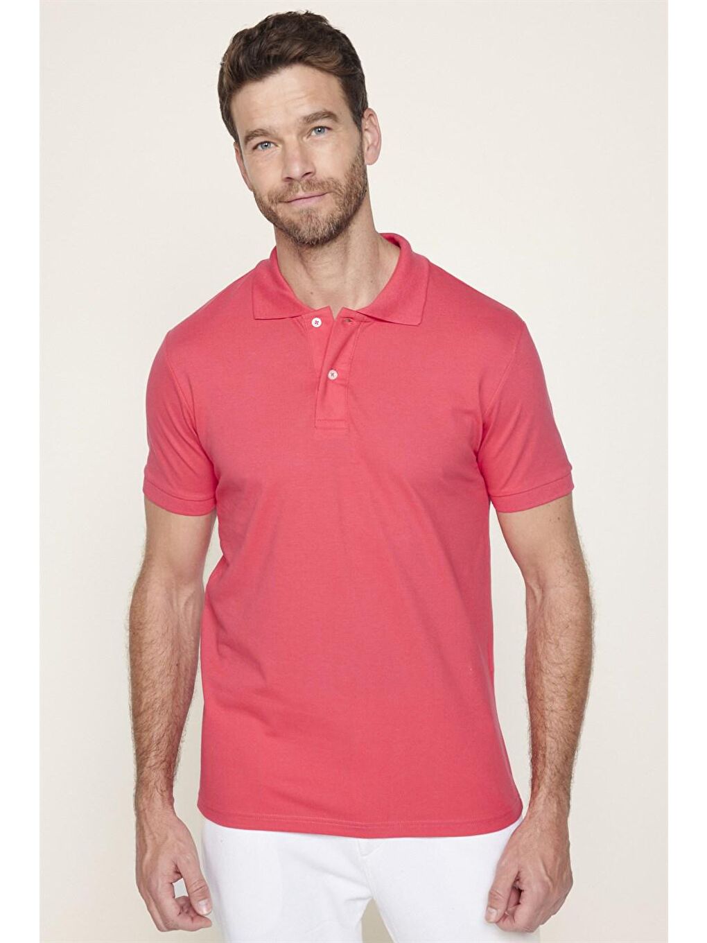 Bordo Slim Fit Düz Polo Yaka Erkek Tişört-1